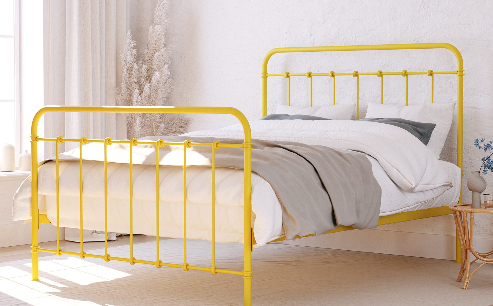 Yellow on sale metal bed